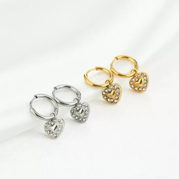Sparkling heart oorbel